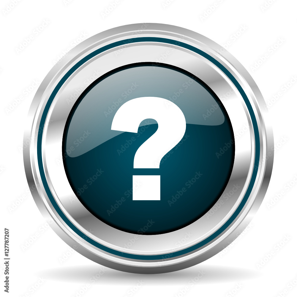 Leinwandbilder question mark vector icon. chrome border round web button. silver metallic pushbutton.