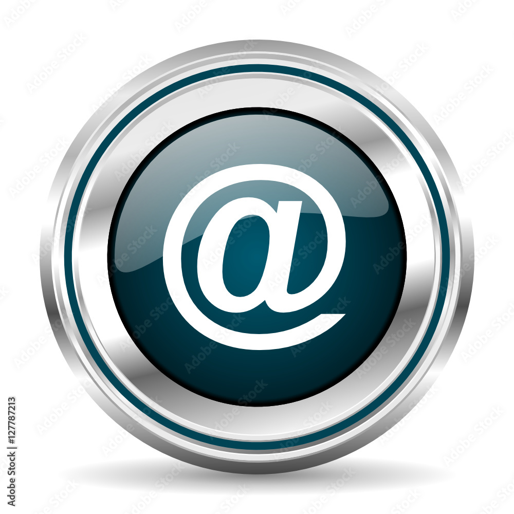 Aufkleber Email vector icon. Chrome border round web button. Silver metallic pushbutton.