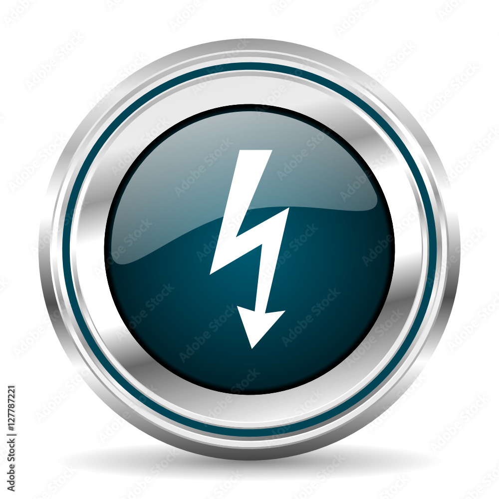 Aufkleber Electricity vector icon. Chrome border round web button. Silver metallic pushbutton.