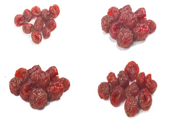 Dried cherries isolated on white background