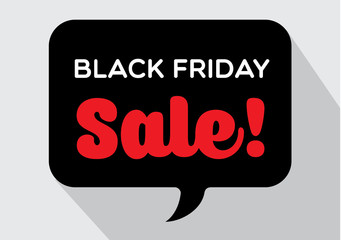 Black friday Sale sticker design. Black friday Sale on the black speaking bubble. Vector illustration