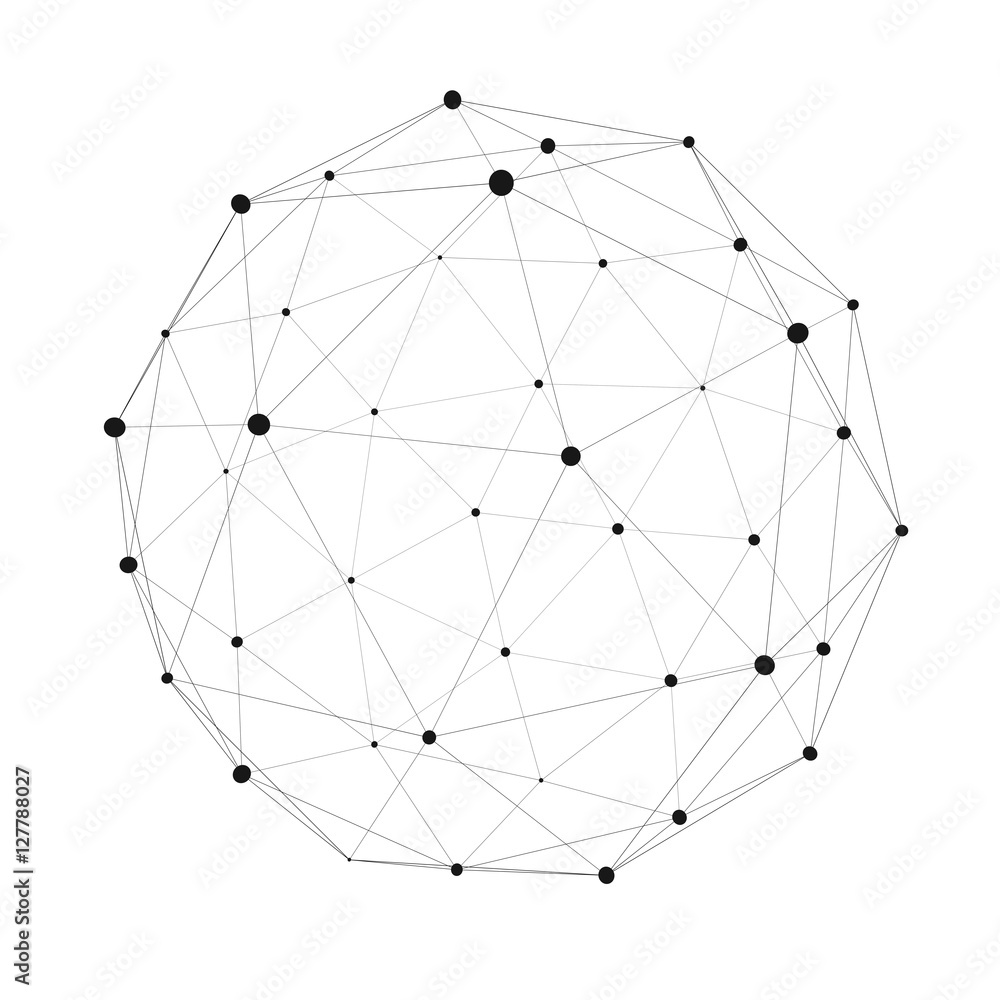 Aufkleber abstract connection web sphere with spot and lines 3d rendering