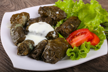 Dolma - stuffed meat in grape leaves