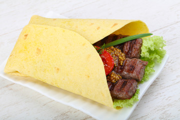 Tortilla with beef saucage