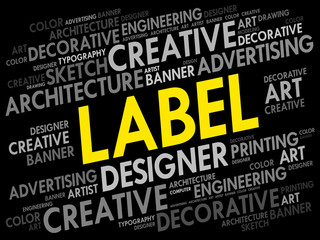 LABEL word cloud, creative business concept background