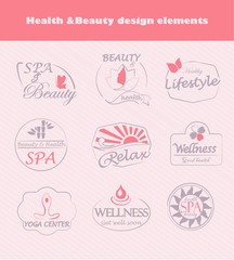 Set of flat labels for beauty.