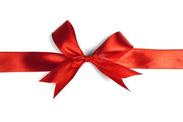 Red ribbon bow isolated on white background