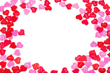 border of colorful Valentines Day paper hearts