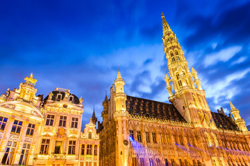 Obraz premium Bruxelles, Brussels, Belgium - Grand Place twilight
