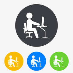 Icono plano oficinista en circulo varios colores