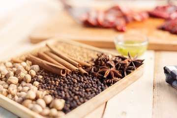 Grilled pork chops in sweet honey glaze, served in grill iron sk