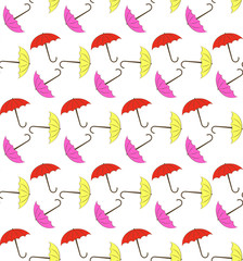 Children's seamless background with colored umbrellas