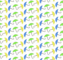 Children's seamless background with colored umbrellas