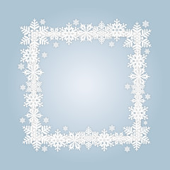Fototapeta premium Snowflakes winter square frame with place for custom caption
