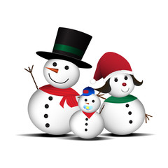 Family of snowman. Christmas and New year background. vector illustration.