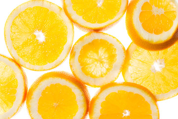 slices of orange background, view in backlight