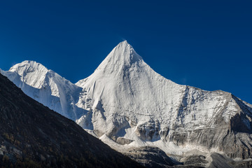 holy snow mountain at Yading national reserve in Daocheng County, in the southwest of Sichuan Province, China.