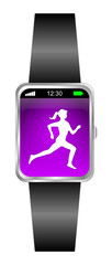 Smartwatch with female runner jogger - 3D illustration