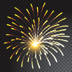 Green and blue coloured firework isolated on transparent background. Vector illustration