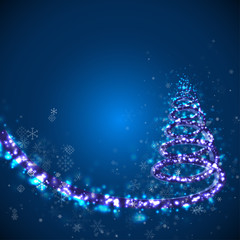 Blue Background with Christmas Tree