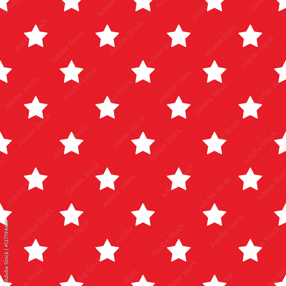 Wall mural seamless stars with diagonal lines red pattern