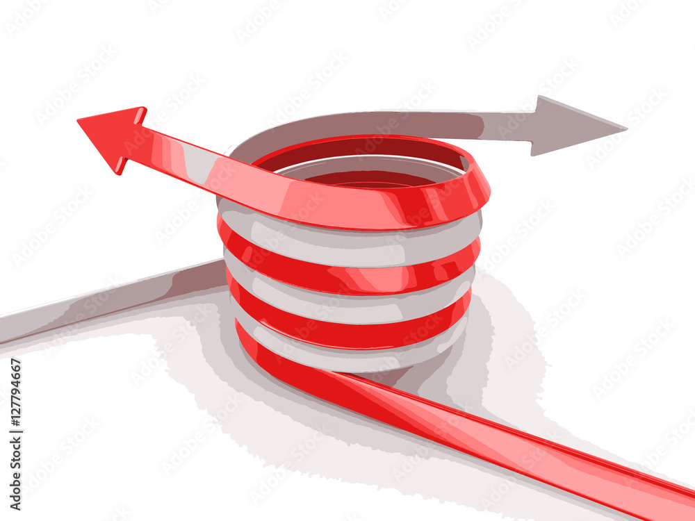 Poster red and white arrows. image with clipping path