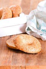 Sesame bagels. 
