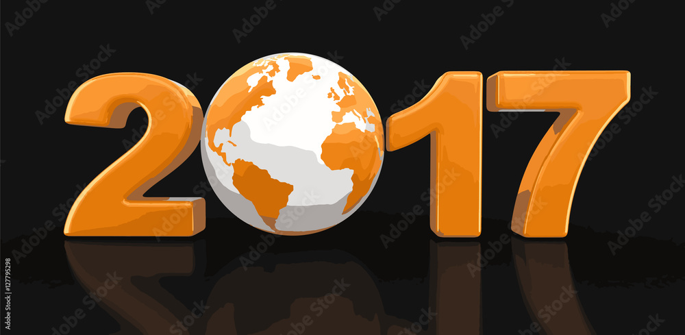 Poster globe with 2017. image with clipping path.