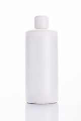 collection of various beauty hygiene containers on white background.
