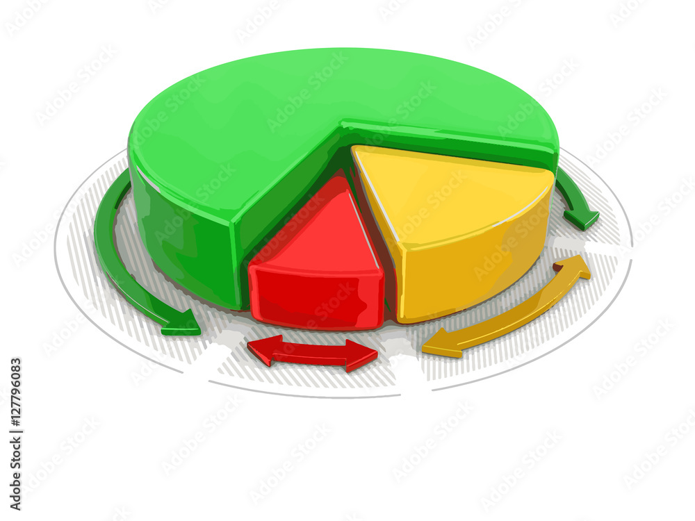Poster pie chart in 3d. image with clipping path