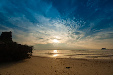 Sunset on the beach with beautiful sky