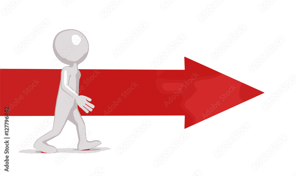 Poster man and arrow. image with clipping path