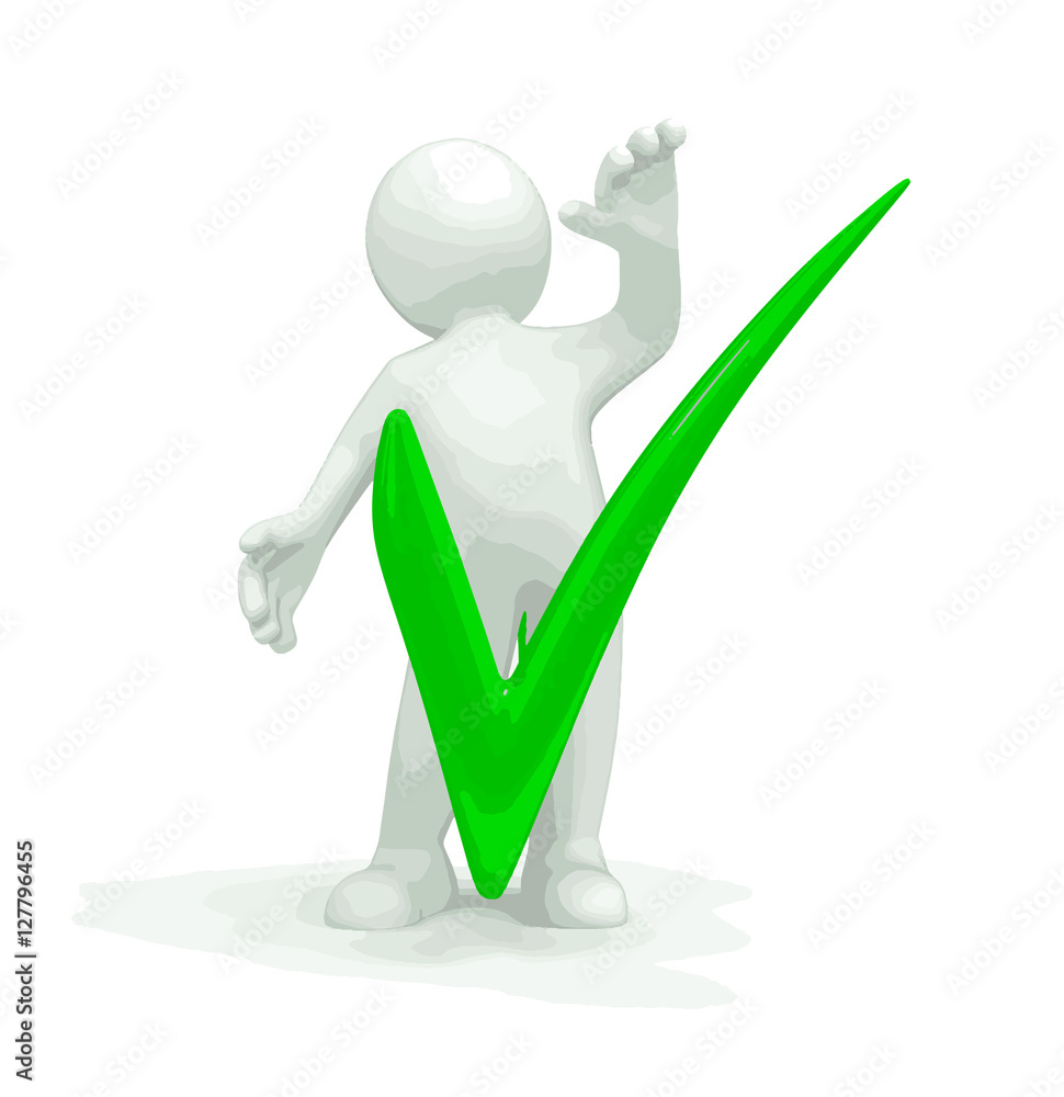 Poster man and check. image with clipping path