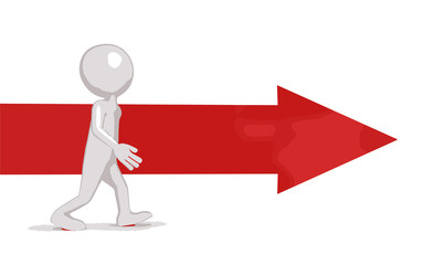 Man and arrow. Image with clipping path