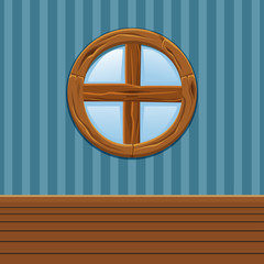 Cartoon Wooden round window, Home Interior