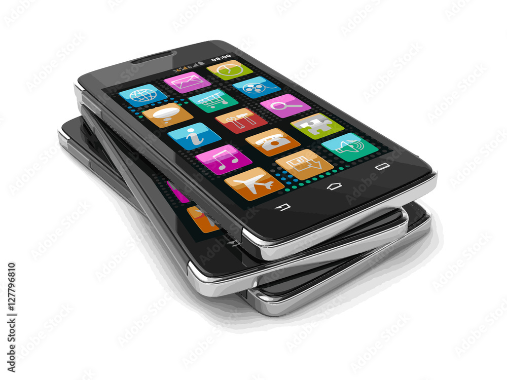 Poster touchscreen smartphone. image with clipping path.