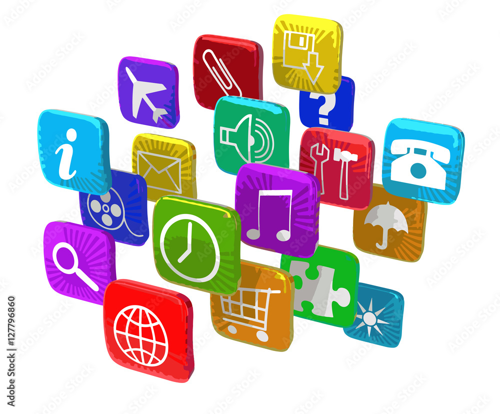 Poster mobile applications concept. image with clipping path.