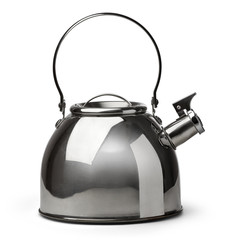 Whistling kettle isolated on white background with clipping path.