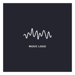 Music equalizer logo. Audio electronic icon. Music waves sign. Dj vector illustration. Black and white radio logo. Music app icon. Minimal player logo on dark background.