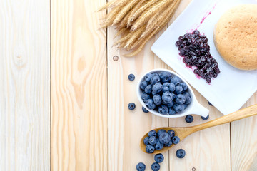 Fresh blueberries and jam.