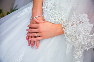 closeup beautiful wedding dress