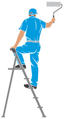 illustration of a man painting the wall