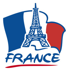 paris eiffel tower design and france flag