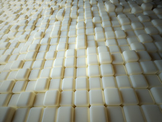 Obraz premium Abstract Yellow Cubes Wall Background. 3d Render Illustration.