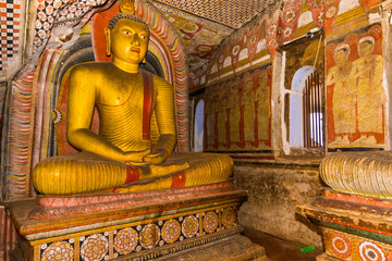 Statue of Buddha, Dambulla Cave Temple, Sri Lanka.