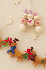 トナカイと雪だるまと雪の結晶