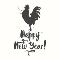 Fototapeta na wymiar Silhouette of the cock a white background. Sketch style. Vector illustration with roosters 2017. Brush drawings. Chinese New Year.