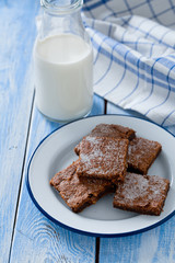  Chocolate Brownie on wooden surface