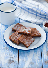  Chocolate Brownie on wooden surface