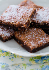  Chocolate Brownie on wooden surface